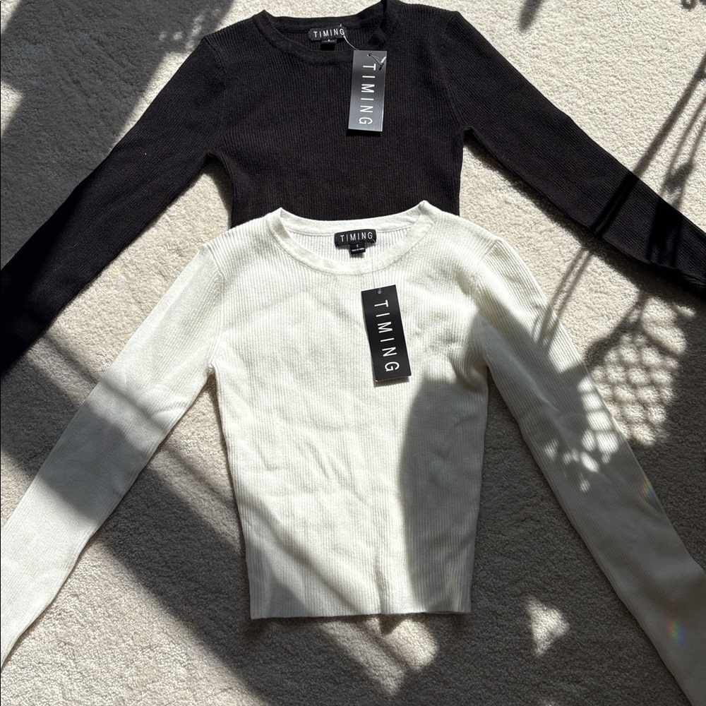 Set of 2 Timing Cropped Knit Sweaters
